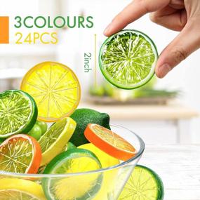 img 3 attached to 24PCS BigOtters Artificial Lemon Slices - 2 Inch Assorted Colors Fake Fruits For Themed Party Decor, Kitchen Table Centerpiece & Crafts Projects