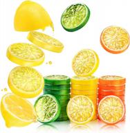 24pcs bigotters artificial lemon slices - 2 inch assorted colors fake fruits for themed party decor, kitchen table centerpiece & crafts projects логотип