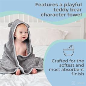 img 3 attached to 🐻 Munich Blue Baby Towel: Cozy, Super Soft Hooded Bath Towel for Newborns, Infants, Toddlers - Adorable Bear Ears, 600GSM, 35x35 Inch