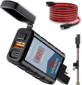 img 4 attached to 🔌 Extractme 6.4A Motorcycle USB Charger: Ultimate Dual USB Type C PD & Quick Charge 3.0 Phone Charger with Voltmeter, ON/Off Switch, and Waterproof Design - SAE to USB Adapter Included