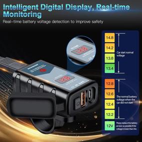 img 2 attached to 🔌 Extractme 6.4A Motorcycle USB Charger: Ultimate Dual USB Type C PD & Quick Charge 3.0 Phone Charger with Voltmeter, ON/Off Switch, and Waterproof Design - SAE to USB Adapter Included