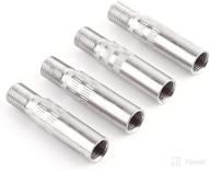 🚗 4 pack car tire valve stem extenders - 4 inch screw-on hose extensions with silver caps - ideal for cars, trucks, vans, and caravans логотип