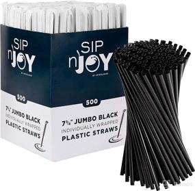 img 4 attached to Pack of 500 Individually Wrapped Black Plastic Straws - 7.75 Inches Long, Standard Size, Bulk Value Pack, Wrapped in White Paper