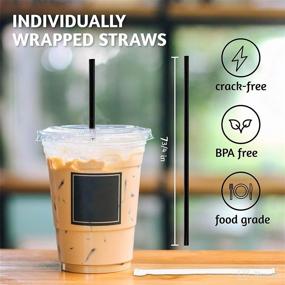 img 3 attached to Pack of 500 Individually Wrapped Black Plastic Straws - 7.75 Inches Long, Standard Size, Bulk Value Pack, Wrapped in White Paper