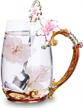 glass coffee mug tea cup with pink lily flower design - perfect birthday or mother's day gift for mom, wife, daughter or women. logo