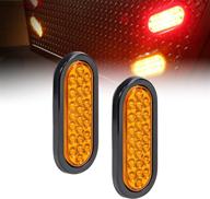 🚢 high-performance 6-inch amber oval led trailer tail light kit [dot certified] [waterproof] [24 led] [ideal for marine trailer, boat, rv, trucks] - includes grommet & plug - park & turn signal lights логотип