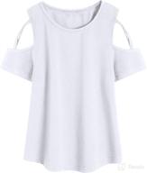 hopeac girls’ summer shirt: stylish short sleeve cotton t-shirt with cold shoulder detailing логотип