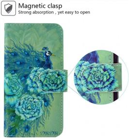 img 3 attached to Green Peacock IPhone 6/6S Wallet Case - MagicSky Premium Floral PU Leather Folio Cover With Wrist Strap, Card Slots, Cash Pocket, And Kickstand