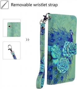 img 2 attached to Green Peacock IPhone 6/6S Wallet Case - MagicSky Premium Floral PU Leather Folio Cover With Wrist Strap, Card Slots, Cash Pocket, And Kickstand