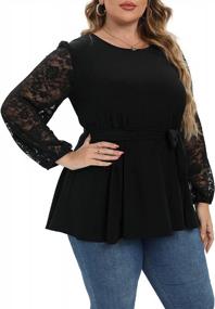 img 1 attached to Uoohal Plus Size Long Sleeve Tops For Women Mesh Self Tie Shirts Casual Loose Dressy Blouses