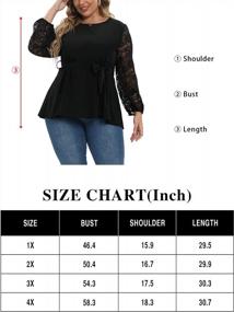 img 2 attached to Uoohal Plus Size Long Sleeve Tops For Women Mesh Self Tie Shirts Casual Loose Dressy Blouses