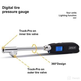 img 3 attached to 🚛 SAFELIFE Heavy Duty Dual Head Stainless Steel Digital Tire Pressure Gauge with Swivel Air Chuck for Truck RV - Backlit LCD, Flashlight - 230 PSI