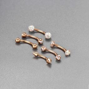 img 1 attached to Sparkling 16G Eyebrow Rook & Daith Earrings In Prong Set Gems & Curved Barbell