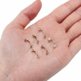 img 2 attached to Sparkling 16G Eyebrow Rook & Daith Earrings In Prong Set Gems & Curved Barbell