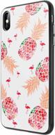 protective iphone xr case - luminous noctilucent tempered glass back with soft tpu bumper frame | anti-fingerprints and scratch resistant | flamingo pineapple design logo