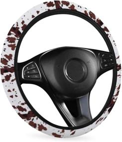 img 4 attached to 🐄 Xiladoso Universal Car Steering Wheel Cover with Texas Cow Hide Print and Brown Spots - Car Accessories Steering Wheel Protector