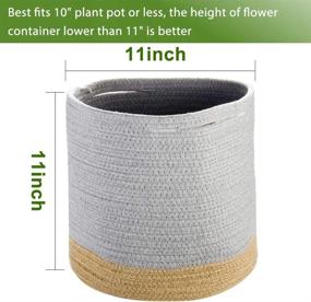 img 3 attached to Woven Cotton Rope Plant Basket By ZOUTOG - Ideal Indoor Planter Cover For Up To 10 Inch Pots, Storage Organizer With Convenient Handles, Size 11'' X 11''