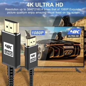 img 1 attached to Кабель Sweguard HDMI 25Ft [4K@60Hz, 1080P@144Hz], 4K HDMI 2.0 Кабель Высокоскоростной 18Gbps Позолоченный нейлоновый плетеный Поддержка HDR, HDCP 2.2, 2160P, 3D, ARC Для Roku TV PS5 PS4 Xbox HDTV Blu-Ray &amp; Monitor-Black
