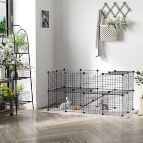 img 3 attached to PawHut Pet Playpen DIY Small Animal Cage - 36 Panels Metal Wire Fence with Door and Ramp