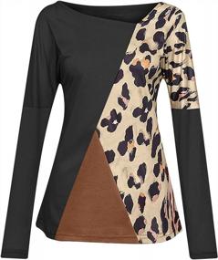 img 3 attached to Womens Leopard Print Long Sleeve Shirts - Autumn Splicing Color Tops And Tunic Tops Perfect With Leggings