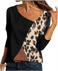 img 4 attached to Womens Leopard Print Long Sleeve Shirts - Autumn Splicing Color Tops And Tunic Tops Perfect With Leggings