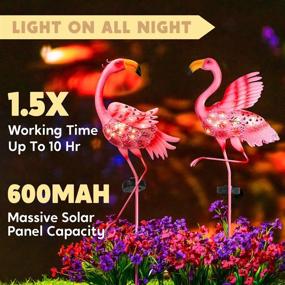 img 2 attached to Pink Flamingo Garden Solar Lights (2 Pack) - Outdoor Pathway Stake Metal LED Waterproof Decor For Lawn, Patio, Courtyard