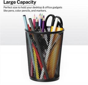 img 2 attached to Premium Mesh Metal Pen Holder For Desk - MaxGear Pencil Cup, Marker And Makeup Brush Organizer - Workspace Accessories For Home, School & Office - 2 Pack In Black, 5.4’’ Venti