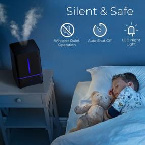 img 1 attached to 🌬️ Ultra-Quiet 4L Bedroom Humidifier - Filterless Ultrasonic Cool Mist Vaporizer for Large Room - Includes Essential Oil Tray and Diffuser - Perfect for Babies' Home Air (Black)