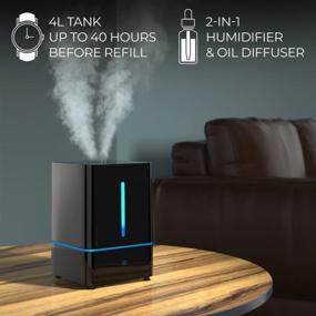 img 3 attached to 🌬️ Ultra-Quiet 4L Bedroom Humidifier - Filterless Ultrasonic Cool Mist Vaporizer for Large Room - Includes Essential Oil Tray and Diffuser - Perfect for Babies' Home Air (Black)