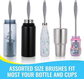 img 2 attached to 🧼 Versatile 14” Silicone Bottle Brush - The Ultimate Cleaning Set for Sports Water Bottle, Baby Bottles, Tumbler, Drinking Glasses, Vase | Compatible with Thermos, Hydro Flask, Contigo, S'well, Simple Modern, and More!