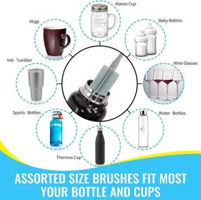 img 1 attached to 🧼 Versatile 14” Silicone Bottle Brush - The Ultimate Cleaning Set for Sports Water Bottle, Baby Bottles, Tumbler, Drinking Glasses, Vase | Compatible with Thermos, Hydro Flask, Contigo, S'well, Simple Modern, and More!