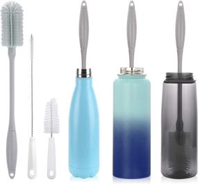 img 4 attached to 🧼 Versatile 14” Silicone Bottle Brush - The Ultimate Cleaning Set for Sports Water Bottle, Baby Bottles, Tumbler, Drinking Glasses, Vase | Compatible with Thermos, Hydro Flask, Contigo, S'well, Simple Modern, and More!