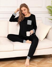 img 1 attached to Cozy Modal Loungewear Pj Set For Women - 2 Piece Sleepwear With Long Sleeve Top And Pants By SWOMOG