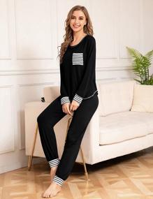 img 3 attached to Cozy Modal Loungewear Pj Set For Women - 2 Piece Sleepwear With Long Sleeve Top And Pants By SWOMOG