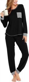 img 4 attached to Cozy Modal Loungewear Pj Set For Women - 2 Piece Sleepwear With Long Sleeve Top And Pants By SWOMOG