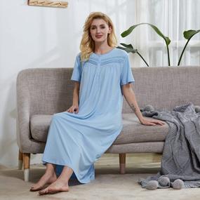 img 2 attached to Sleep In Style With Keyocean'S Cozy Women'S 100% Cotton Nightgowns
