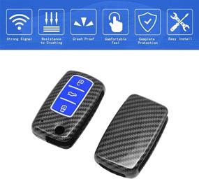 img 2 attached to 🔑 Enhanced Smart Key Fob Case for Volkswagen VW Beetles, Jettas, Golfs, and More - Night-Luminous Blue Design!