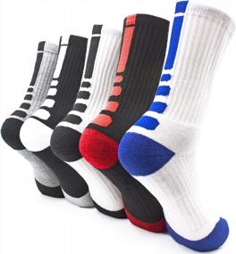 img 2 attached to Mitvr Compression Crew Socks (5 Pack) - Cushioned Athletic Sports Socks For Basketball, Suitable For Men, Women, Boys, And Girls