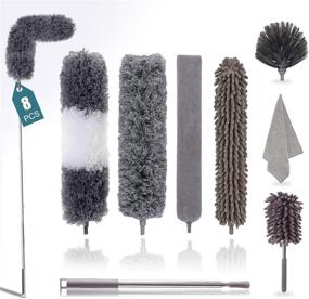 img 4 attached to 🧹 8 PCS Microfiber Dusters with 100" Extension Pole - Ideal for High Ceilings, Fans, Cars - Cobweb Duster Kit by MAYKI