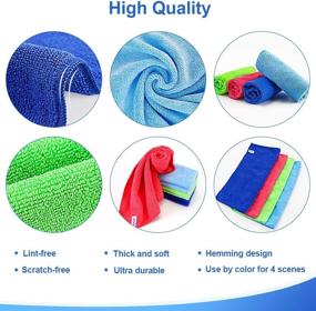 img 2 attached to 12-Pack Premium Microfiber Cleaning Towels by ovwo - Ultra Absorbent, Lint-Free, Scratch-Free, Reusable Cleaning Supplies - Ideal for Kitchen, Dish, and Household Cleaning Rags