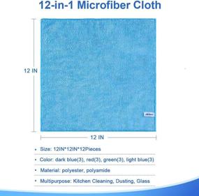 img 3 attached to 12-Pack Premium Microfiber Cleaning Towels by ovwo - Ultra Absorbent, Lint-Free, Scratch-Free, Reusable Cleaning Supplies - Ideal for Kitchen, Dish, and Household Cleaning Rags