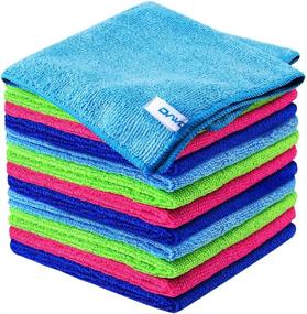 img 4 attached to 12-Pack Premium Microfiber Cleaning Towels by ovwo - Ultra Absorbent, Lint-Free, Scratch-Free, Reusable Cleaning Supplies - Ideal for Kitchen, Dish, and Household Cleaning Rags