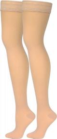 img 2 attached to Truform Sheer Compression Stockings, 30-40 MmHg, Women'S Thigh High Length, 30 Denier, Beige, Small