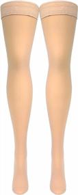 img 1 attached to Truform Sheer Compression Stockings, 30-40 MmHg, Women'S Thigh High Length, 30 Denier, Beige, Small