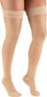 truform sheer compression stockings, 30-40 mmhg, women's thigh high length, 30 denier, beige, small logo