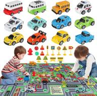 🚗 vextronic mini pull back cars for toddlers: colorful die cast metal toy cars with play mat & road signs – educational gift set for boys and girls aged 3+ логотип