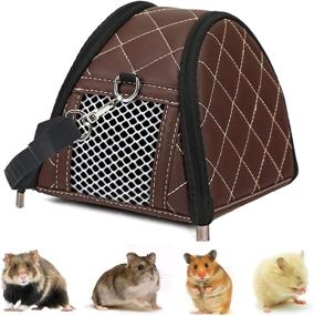 img 4 attached to 🐹 Small Animal Hamster Carrier Bag - Portable Hamster Outgoing Travel Bag with Breathable Pouch and Leather Material for Syria Hamster, Mouse, Sugar Glider, and Hedgehog