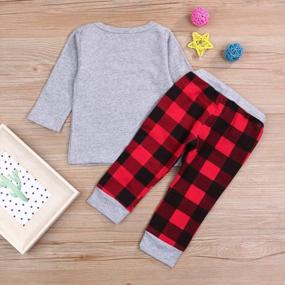 img 2 attached to Adorable Toddler Christmas Outfit: Long Sleeve T-Shirt With Plaid Pants Set For Boys And Girls