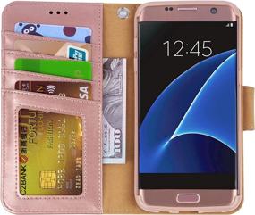 img 1 attached to 📱 Arae Samsung Galaxy S7 Edge Case: Stylish Rosegold Flip Folio Wallet with Wrist Strap and Kickstand