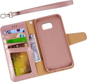 img 2 attached to 📱 Arae Samsung Galaxy S7 Edge Case: Stylish Rosegold Flip Folio Wallet with Wrist Strap and Kickstand